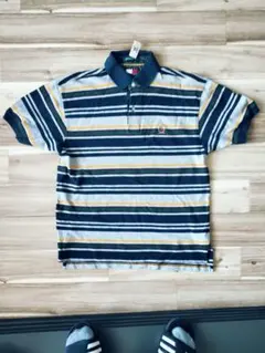 TOMMY HILFIGER ストライプポロシャツ Mサイズ 古着 J-1