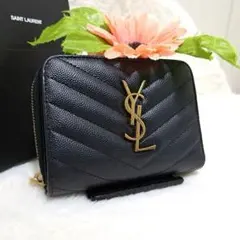 美品✨サンローラン♡バイカラー 二つ折り財布 キャビアスキン - メルカリ