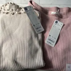 ２枚セット　GU リブボートネックT リブメローコンパクトT