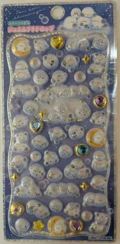 正規品★ぽんぽんシマエナガ ジュエルプチドロップステッカー　ストーン付き