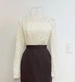 透け感レースブラウス 花柄 長袖 シースルー きれいめ 清楚