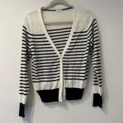 GU ボーダー Vネック カーディガン M