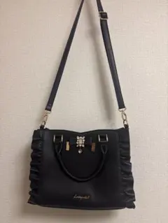 LODISPOTTO ゆらりんビジューフリルトートバッグ ブラック