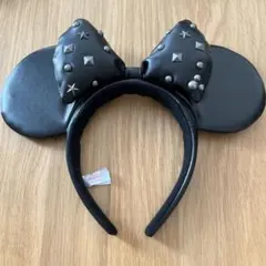 スタッズ付き黒ミニー耳ヘアバンド