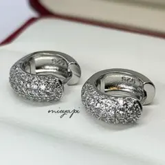 人工ダイヤモンド パヴェ フープピアス