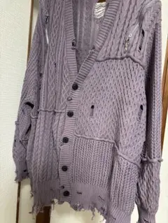 即完 人気色】GRAMCY ダメージ加工 カーディガン ブルー Mサイズ