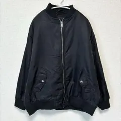 ◎ フォーエバー21 無地 MA-1 リブ袖 ドロップショルダー XS 黒