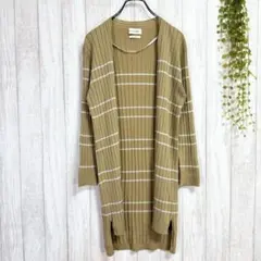 A2347【イネド】極美品✨日本製 ロングストライプカーディガン　羽織りMのサムネイル