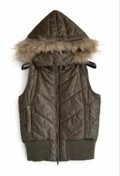 Y2K ファー ダウンベスト 光沢 グランジ お兄系 平成ギャル グランジ 美品