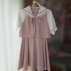 セットアップ風セーラーワンピース ピンク 半袖 イモちゃんのサムネイル