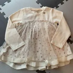 長袖カットソー 花柄チュール