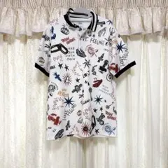 ZARA グラフィックプリント メンズポロシャツ M