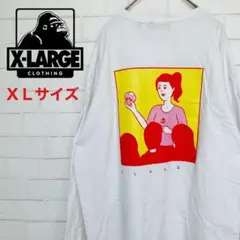 【レアデザイン】エクストララージ　フロント刺繍ロゴバックビッグプリント入Ｔシャツ