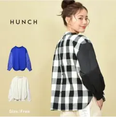 美品　HUNCH ハンチ　パフ袖ブラウス　チェック柄のサムネイル