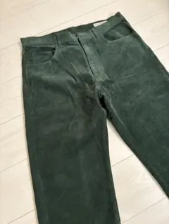 ダークグリーン コーデュロイ ストレートパンツ