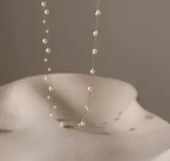 2連 パール ゴールド チェーン ネックレス チョーカー 華奢 小粒 上品