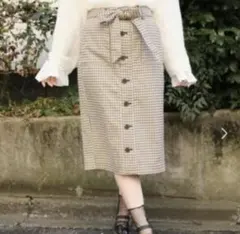 Heather サスペンダー付チェック柄タイトスカート