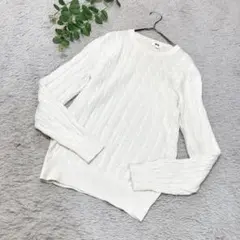 UNIQLO　コットンカシミヤケーブルクルーネックセーター　ホワイト　メンズ　Ｓ