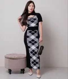 LIP SERVICE チェックジャガードニットワンピース