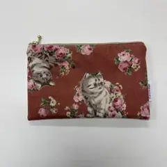 ハンドメイド　ファスナーポーチ　猫