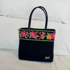 FEILER フェイラー ミニトートバッグ ハンドバッグ 花柄 黒 シュニール織