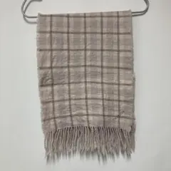COACH チェック柄マフラー ベージュ フリンジ付き