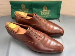 Crockett&Jones Edgware 8.5E 英国製 茶 セミブローグのサムネイル