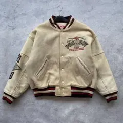 KRHYME DESIGN】PU LEATHER VARSITY JACKET - メルカリ