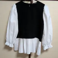 美品 ZARAバルーンスリーブ 長袖シャツ 黒と白