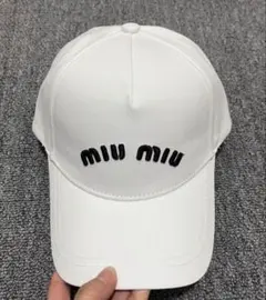 miu miu ミュウミュウ ブラック キャップ ドット リボン付き 帽子 黒