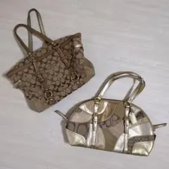 Coach ベージュ ゴールド バッグ 2点セット