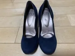 お値下げ　レディースパンプス　ヒール　スウェード調　ネイビー　ラメ　キラキラ
