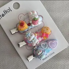 デコホイップヘアクリップ　ハンドメイドヘアアクセサリー　アニマル