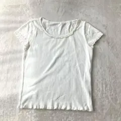 アリスバーリー　ニット 白 Ｍ 半袖 レース フリル　ホワイト　上品　可愛い