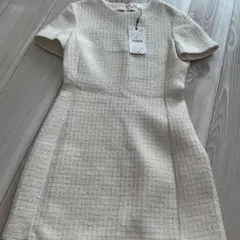 ZARA アイボリー ミニワンピース S ツイード