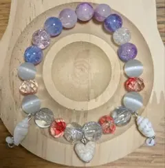 ハンドメイド ビーズブレスレット 貝殻チャーム付き