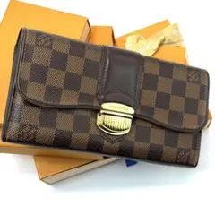 良品 ルイヴィトン ダミエ エベヌ ポルトフォイユ システィナ 財布 ブラウン
