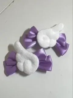 紫リボン ヘアクリップ2個セット