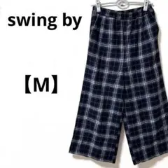 関西ファッション連合【M】 チェック柄　ワイドパンツ　ブラック