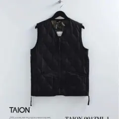 TAION ミリタリーVネックジップダウンベスト M BLACK