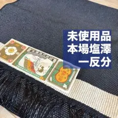 B 未使用品 しつけ付 正絹 反物 本場塩澤 塩沢絣 黒 二反分 