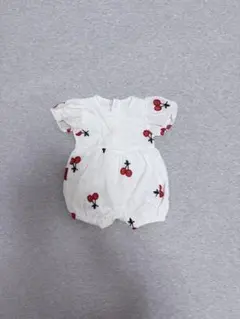 【ベビー/60㎝】ホワイト チェリー柄ロンパース 95cm以下