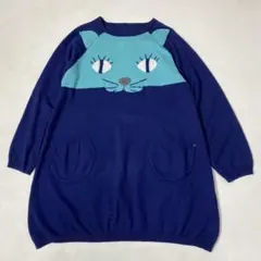 TOKUKO 1er VOL ネコ刺繍 ニットチュニックワンピース