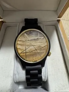 NOZ腕時計 クオーツモデル／ムーンストーン オリーブ天然木バンド/42mm 