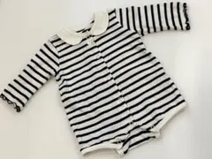 Bebe ebaby 70 ボーダー襟付きロンパース