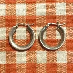 シルバー925 Silver ビッグデザインフープピアス/軽研磨仕上げ/両耳
