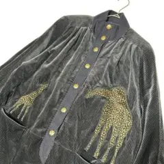 レトロワンピース　親子きりんのアップリケ コーデュロイワンピース　身幅64