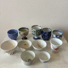 白青緑系　陶磁器製お猪口11個セット