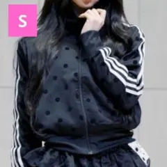 Lサイズ】adidas サテン 水玉 トラックトップ 黒 ドット柄 - メルカリ