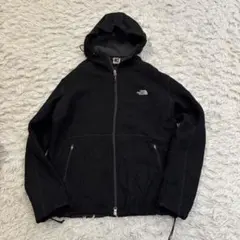 The North Face フルジップフリースパーカー 表裏ロゴ　リブ黒